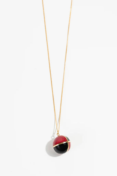 Black and Red Checkered Sphere Necklace