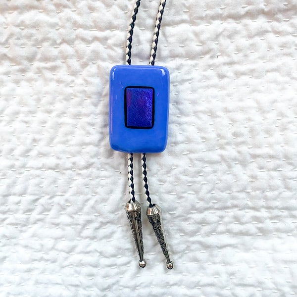 blue on blue glass bolo tie